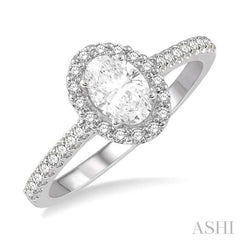 Oval Shape Semi-Mount Halo Diamond Engagement Ring