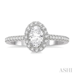 Oval Shape Semi-Mount Halo Diamond Engagement Ring