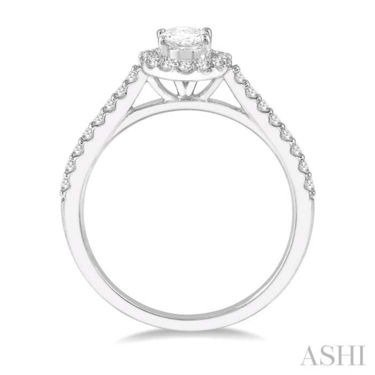 Oval Shape Semi-Mount Halo Diamond Engagement Ring