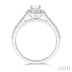 Oval Shape Semi-Mount Halo Diamond Engagement Ring