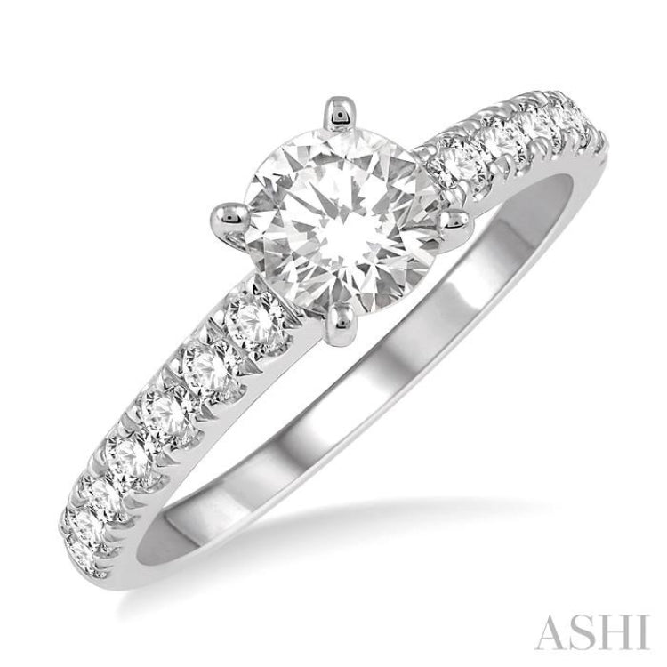 Round Shape Semi-Mount Diamond Engagement Ring