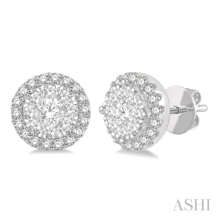 Round Shape Halo Lovebright Essential Diamond Earrings