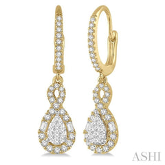 Pear Shape Halo Lovebright Diamond Earrings