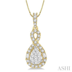 Pear Shape Halo Lovebright Diamond Pendant