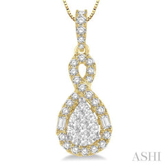 Pear Shape Halo Lovebright Diamond Pendant