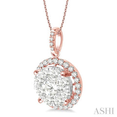 Round Shape Halo Lovebright Essential Diamond Pendant