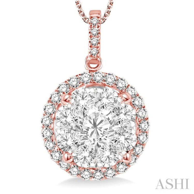 Round Shape Halo Lovebright Essential Diamond Pendant