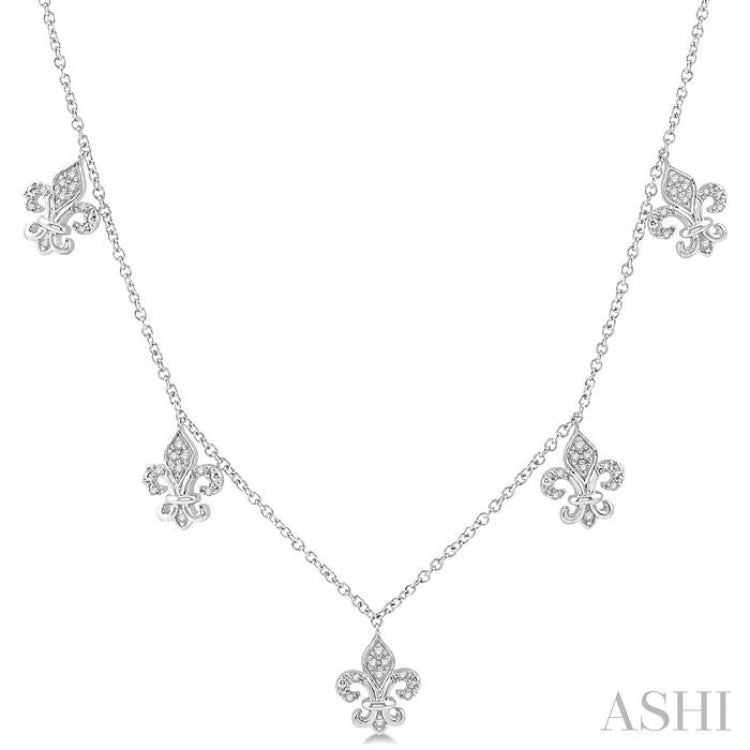 Fleur De Lis Diamond Station Necklace