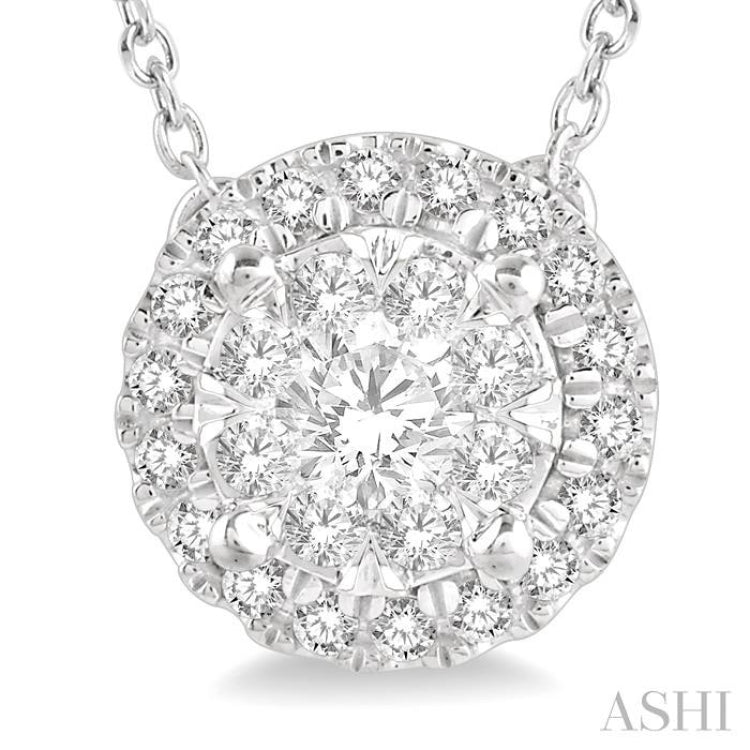 Round Shape Halo Lovebright Essential Diamond Necklace