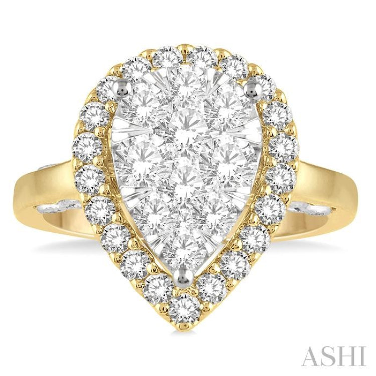 Pear Shape Halo Lovebright Essential Diamond Ring