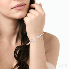 Stackable Round Shape Halo Lovebright Essential Diamond Open Cuff Bangle