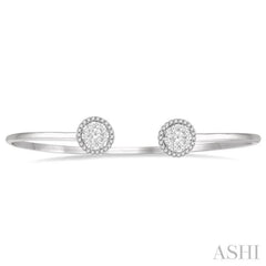 Stackable Round Shape Halo Lovebright Essential Diamond Open Cuff Bangle