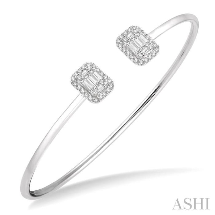 Stackable Halo Fusion Diamond Open Cuff Bangle