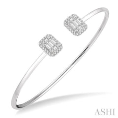 Stackable Halo Fusion Diamond Open Cuff Bangle