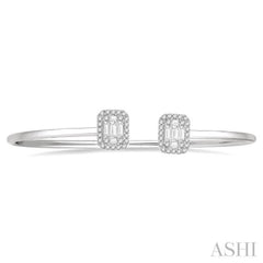 Stackable Halo Fusion Diamond Open Cuff Bangle