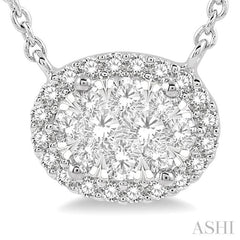 Oval Shape East-West Halo Lovebright Essential Diamond Necklace