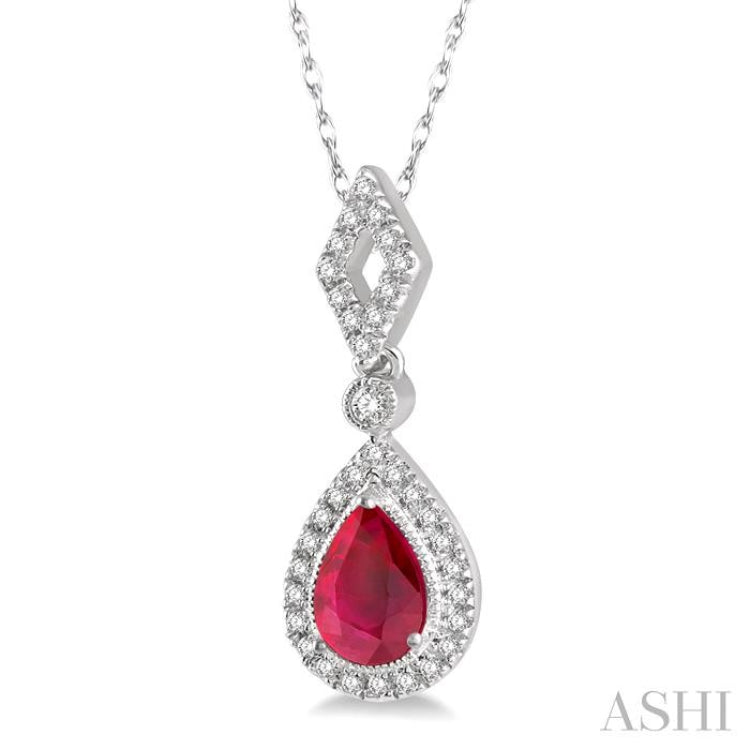 Pear Shape Gemstone & Halo Diamond Pendant