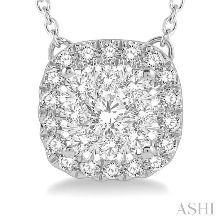 Cushion Shape Halo Lovebright Essential Diamond Necklace