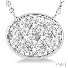 Oval Shape East-West Lovebright Essential Diamond Necklace