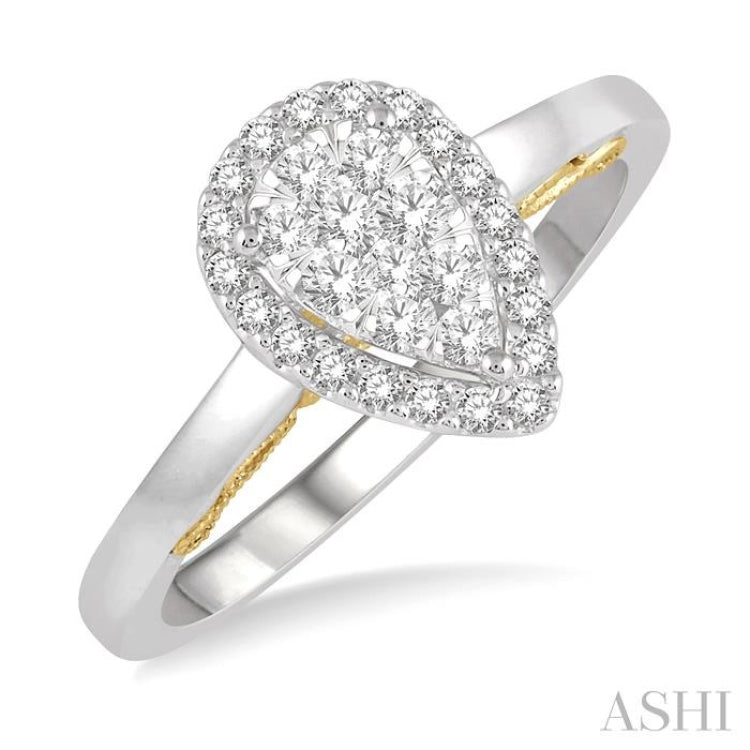 Pear Shape Halo Lovebright Essential Diamond Ring