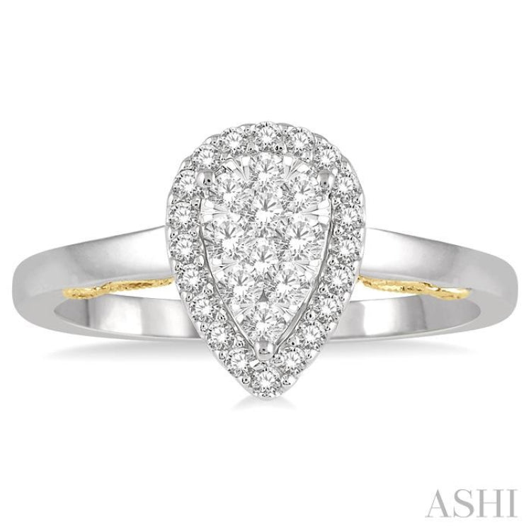 Pear Shape Halo Lovebright Essential Diamond Ring