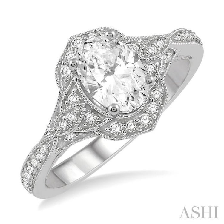 Oval Shape Semi-Mount Diamond Engagement Ring