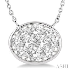 Oval Shape East-West Lovebright Essential Diamond Necklace