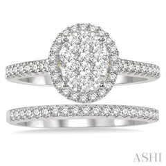 Oval Shape Halo Lovebright Diamond Wedding Set