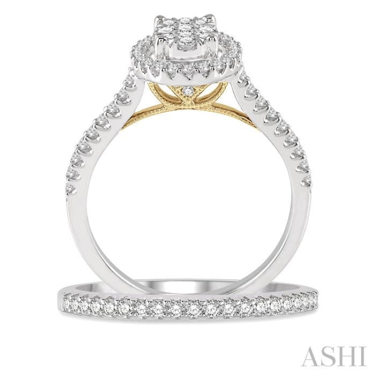 Oval Shape Halo Lovebright Diamond Wedding Set