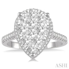 Pear Shape Halo Lovebright Essential Diamond Engagement Ring