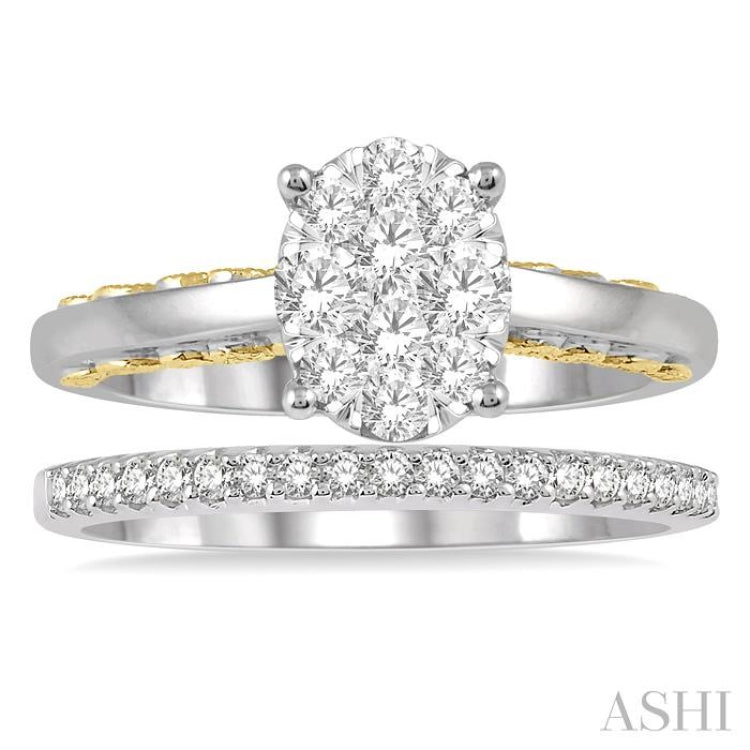 Oval Shape Lovebright Diamond Wedding Set