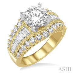 Round Shape Semi-Mount Diamond Engagement Ring