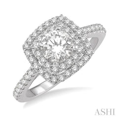 Round Shape Semi-Mount Halo Diamond Engagement Ring