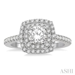 Round Shape Semi-Mount Halo Diamond Engagement Ring