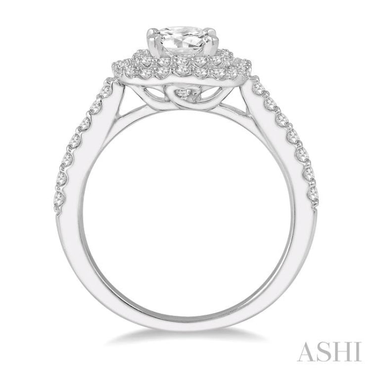 Round Shape Semi-Mount Halo Diamond Engagement Ring