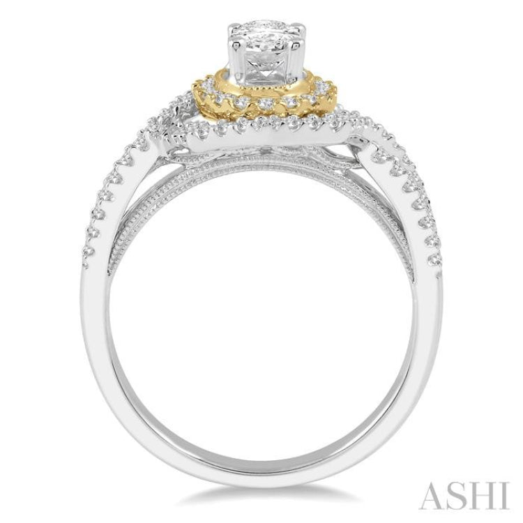 Oval Shape Semi-Mount Halo Diamond Engagement Ring