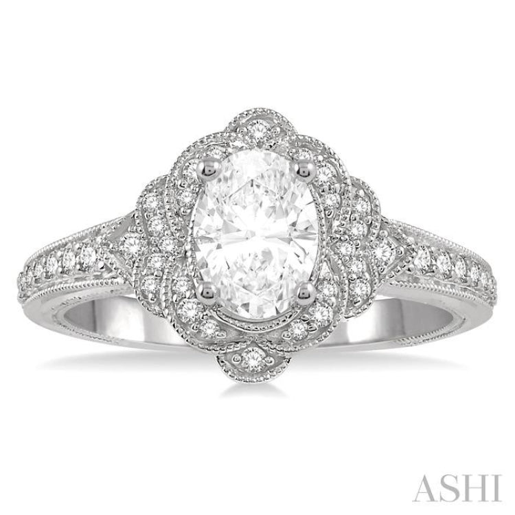 Oval Shape Semi-Mount Diamond Engagement Ring