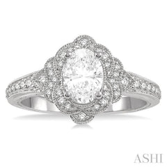 Oval Shape Semi-Mount Diamond Engagement Ring