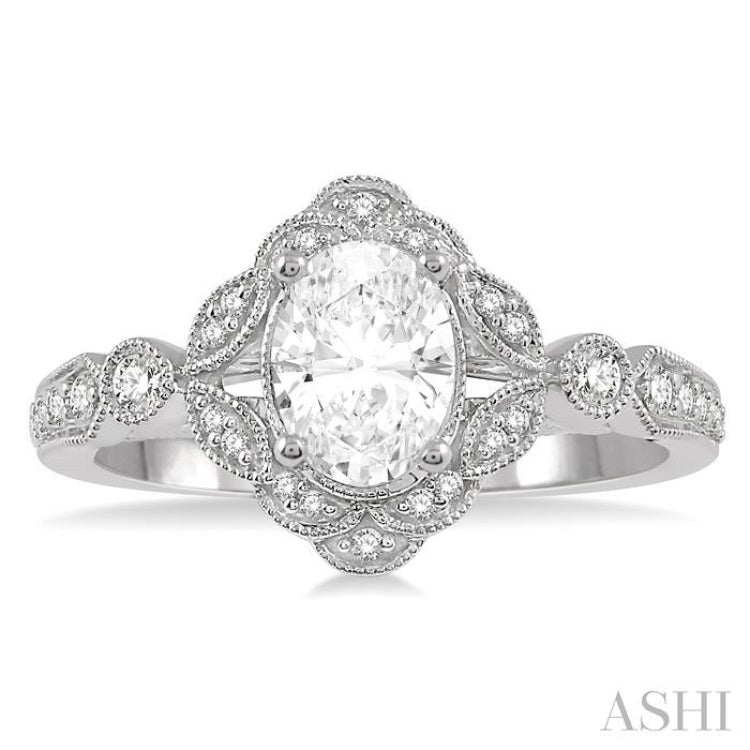 Oval Shape Semi-Mount Diamond Engagement Ring