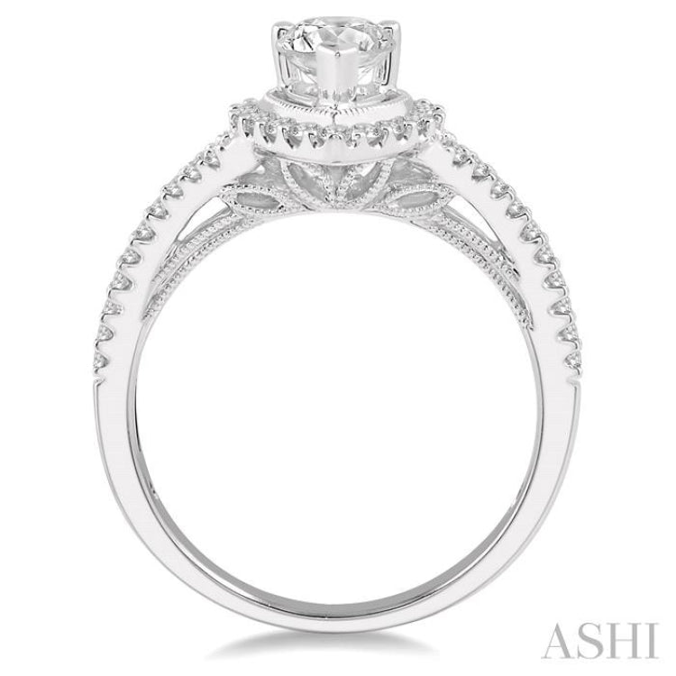 Pear Shape Halo Diamond Engagement Ring