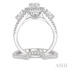 Pear Shape Past Present & Future Halo Diamond Wedding Set