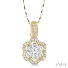 Round Shape Lovebright Diamond Flower Pendant