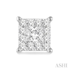 Princess Shape Lovebright Diamond Stud Earrings