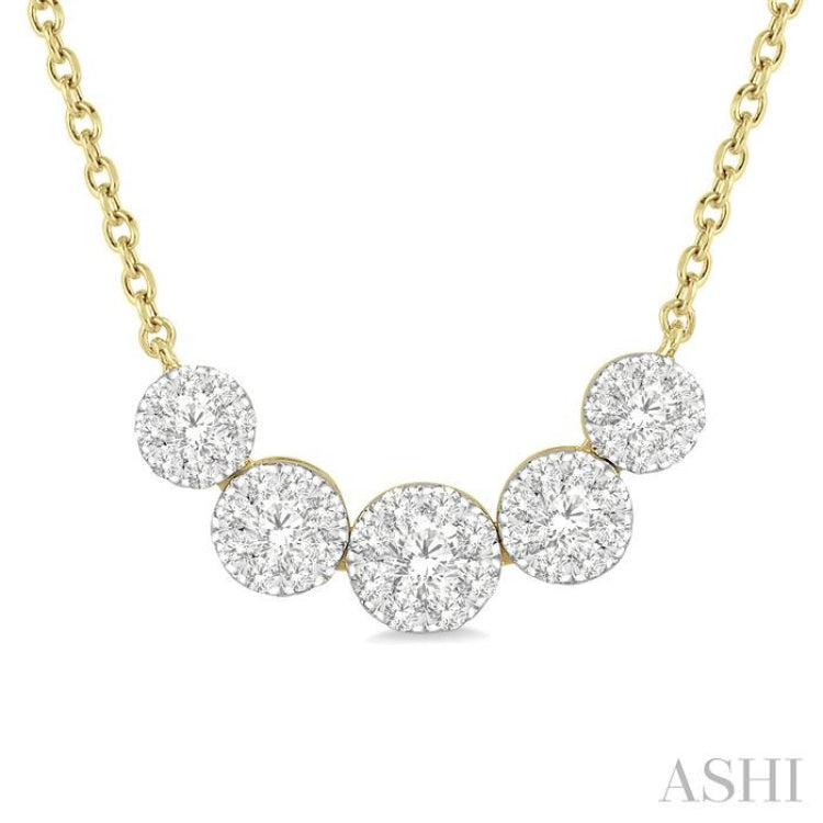 Round Shape 5 Stone Lovebright Essential Diamond Smile Necklace