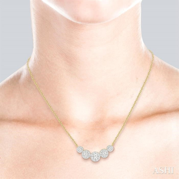 Round Shape 5 Stone Lovebright Essential Diamond Smile Necklace