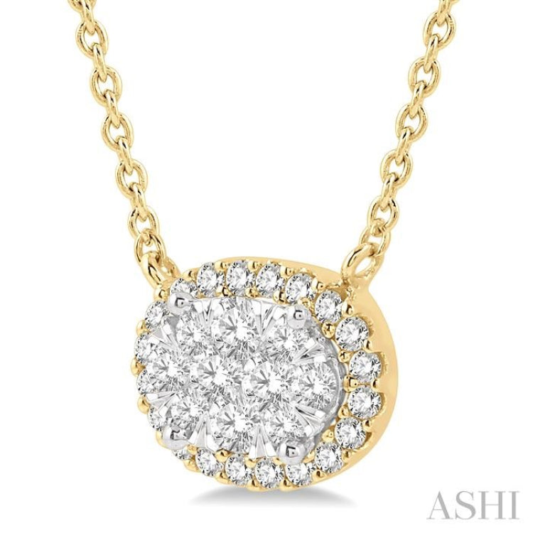 Oval Shape East-West Halo Lovebright Essential Diamond Necklace