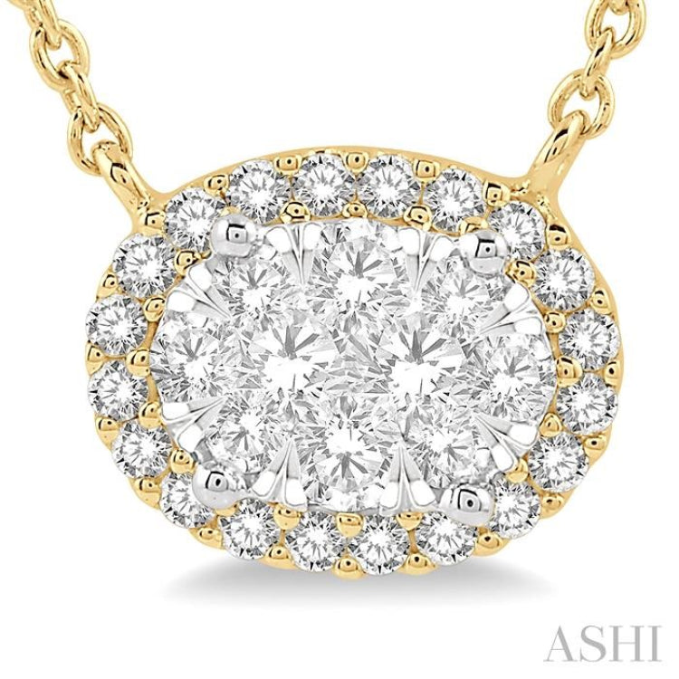 Oval Shape East-West Halo Lovebright Essential Diamond Necklace