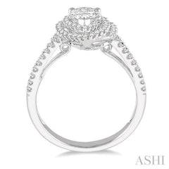 Pear Shape Semi-Mount Halo Diamond Engagement Ring