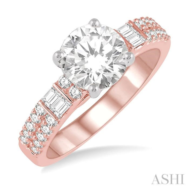 Round Shape Semi-Mount Diamond Engagement Ring