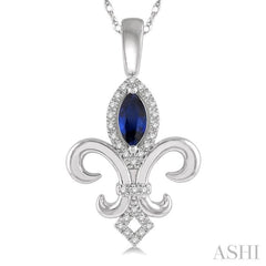 Fleur De Lis Gemstone & Halo Diamond Pendant